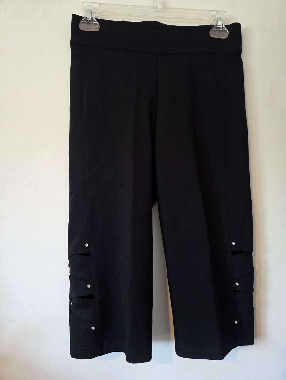 Nygard Slims Elegant Black Capris with Side Embellishments